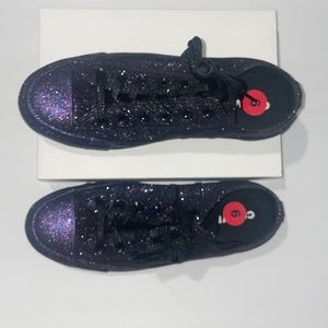 Converse Dark Purple W/ Glitter, Black Glitter Shoestrings, Size 8 Women, 6 Men